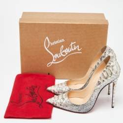 مملوكة مسبقًا Christian Louboutin Silver Python So Kate Pumps Size 38.5