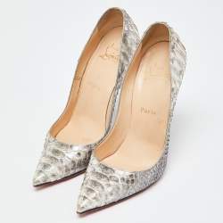مملوكة مسبقًا Christian Louboutin Silver Python So Kate Pumps Size 38.5