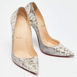 مملوكة مسبقًا Christian Louboutin Silver Python So Kate Pumps Size 38.5
