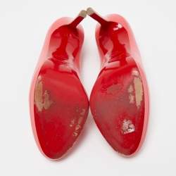 Pre Owned Christian Louboutin Pink Leather Simple Round Toe Pumps Size 40