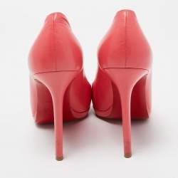 Pre Owned Christian Louboutin Pink Leather Simple Round Toe Pumps Size 40