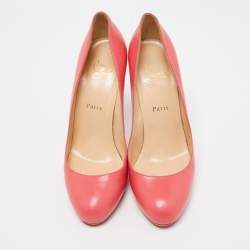 Pre Owned Christian Louboutin Pink Leather Simple Round Toe Pumps Size 40