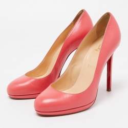 Pre Owned Christian Louboutin Pink Leather Simple Round Toe Pumps Size 40