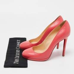 Pre Owned Christian Louboutin Pink Leather Simple Round Toe Pumps Size 40