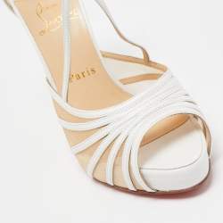 Christian Louboutin White Leather and Mesh Filamenta Platform Sandals Size 38.5