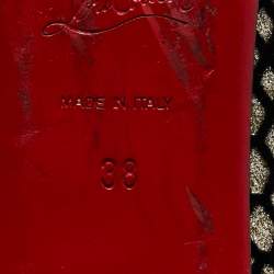 Pre Owned Christian Louboutin Black/Gold Mesh and Glitter Ballet Flats Size 38