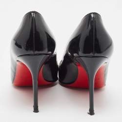 Christian Louboutin Black Cut Out Patent Leather Peep Toe Pumps Size 37.5