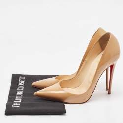 Pre Owned Christian Louboutin Beige Patent Leather So Kate Pumps Size 40