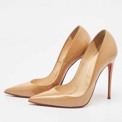Christian Louboutin Beige Patent Leather So Kate Pumps Size 40