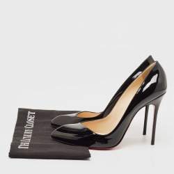 Pre Owned Christian Louboutin Black Patent Leather Corneille  Pumps Size 39