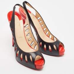 Christian Louboutin Black Leather Griff Slingback Sandals Size 41