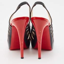 Christian Louboutin Black Leather Griff Slingback Sandals Size 41