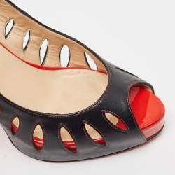 Christian Louboutin Black Leather Griff Slingback Sandals Size 41
