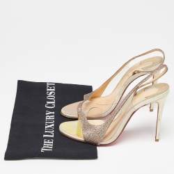 Christian Louboutin Transparent Glitter and PVC Slingback Sandals Size 36