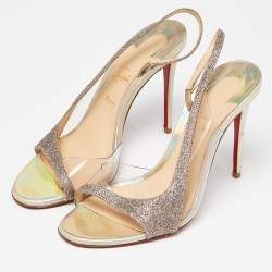 Christian Louboutin Transparent Glitter and PVC Slingback Sandals Size 36