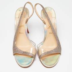Christian Louboutin Transparent Glitter and PVC Slingback Sandals Size 36