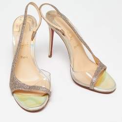 Christian Louboutin Transparent Glitter and PVC Slingback Sandals Size 36