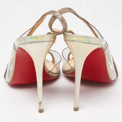 Christian Louboutin Transparent Glitter and PVC Slingback Sandals Size 36
