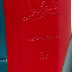 Pre Owned Christian Louboutin Two Tone Patent Peep Toe Pumps Size 37