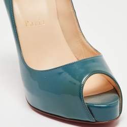 Pre Owned Christian Louboutin Two Tone Patent Peep Toe Pumps Size 37