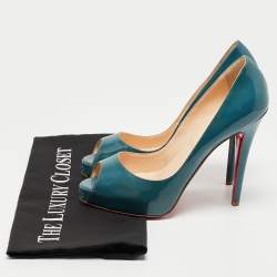 Pre Owned Christian Louboutin Two Tone Patent Peep Toe Pumps Size 37