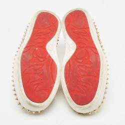 Christian Louboutin Multicolor Floral Print Embossed Snakeskin Pik Boat Sneakers Size 38.5 