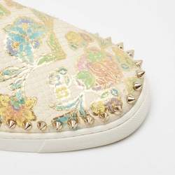 Christian Louboutin Multicolor Floral Print Embossed Snakeskin Pik Boat Sneakers Size 38.5 
