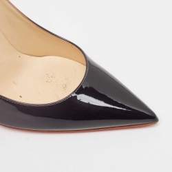 Pre Owned Christian Louboutin Beige/Black Patent Kate Pumps Size 40.5