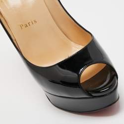 مملوكة مسبقًا Christian Louboutin Black Patent Leather Lady Peep Pumps Size 38.5