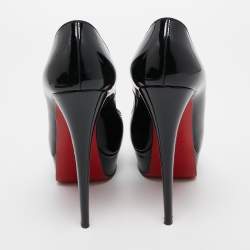 مملوكة مسبقًا Christian Louboutin Black Patent Leather Lady Peep Pumps Size 38.5
