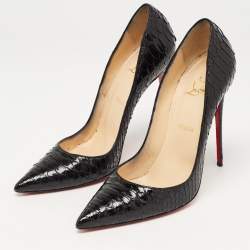Pre Owned Christian Louboutin Black Python Leather So Kate Pumps Size 41