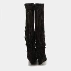 Christian Louboutin Black Suede Knee Length Boots Size 36