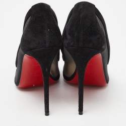 Christian Louboutin Black Mesh and Suede Panel Pumps Size 39