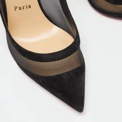 Christian Louboutin Black Mesh and Suede Panel Pumps Size 39