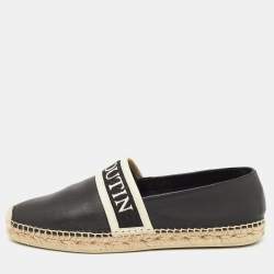 Pre Owned Christian Louboutin Black Leather Nanoletta Espadrille Flats Size 41