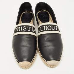 Pre Owned Christian Louboutin Black Leather Nanoletta Espadrille Flats Size 41
