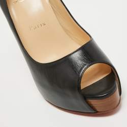 Pre Owned Christian Louboutin Black Leather Gabin Platform Pumps Size 40