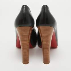 Pre Owned Christian Louboutin Black Leather Gabin Platform Pumps Size 40