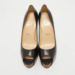 Pre Owned Christian Louboutin Black Leather Gabin Platform Pumps Size 40