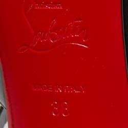 مملوكة مسبقًا Christian Louboutin Black Leather Chain Embellished Akenana Sandals Size 38