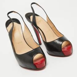 مملوكة مسبقًا Christian Louboutin Black Leather No Prive Slingback Pumps Size 36