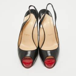 مملوكة مسبقًا Christian Louboutin Black Leather No Prive Slingback Pumps Size 36