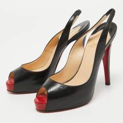 مملوكة مسبقًا Christian Louboutin Black Leather No Prive Slingback Pumps Size 36