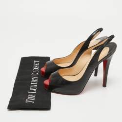 مملوكة مسبقًا Christian Louboutin Black Leather No Prive Slingback Pumps Size 36