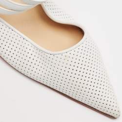 Pre Owned Christian Louboutin White Perforated Leather Victororilla Pumps Size 41