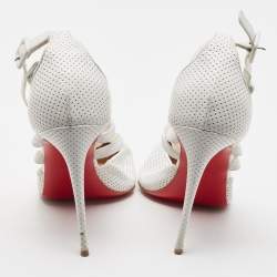 Pre Owned Christian Louboutin White Perforated Leather Victororilla Pumps Size 41