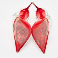 Pre Owned Christian Louboutin White Perforated Leather Victororilla Pumps Size 41