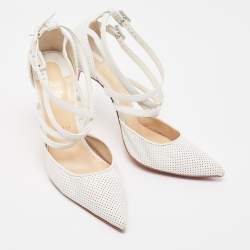 Pre Owned Christian Louboutin White Perforated Leather Victororilla Pumps Size 41