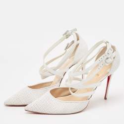 Pre Owned Christian Louboutin White Perforated Leather Victororilla Pumps Size 41