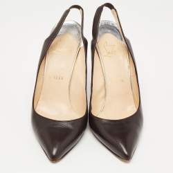 Pre Owned Christian Louboutin Black Leather Twistochat Slingback Pumps Size 39